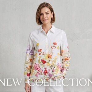 Floral Print White Women's Top